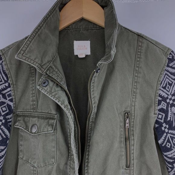 Womens Sun & Shadow Size Small Military tribal Jacket EUC Zipper 0723 - Picture 4 of 7